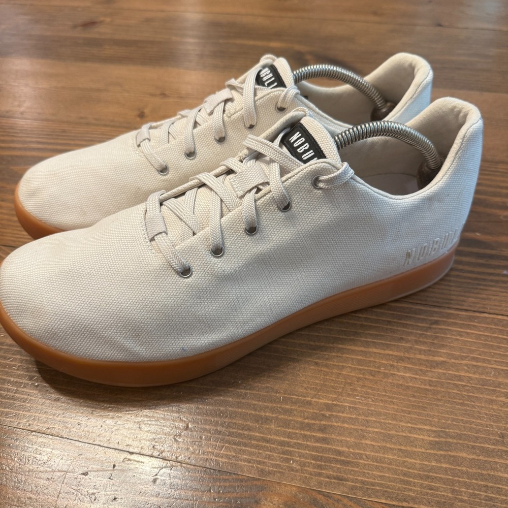 Nobull Canvas Trainer Men's Size 12.5 Beige Gum Athletic Shoes Sneakers‎